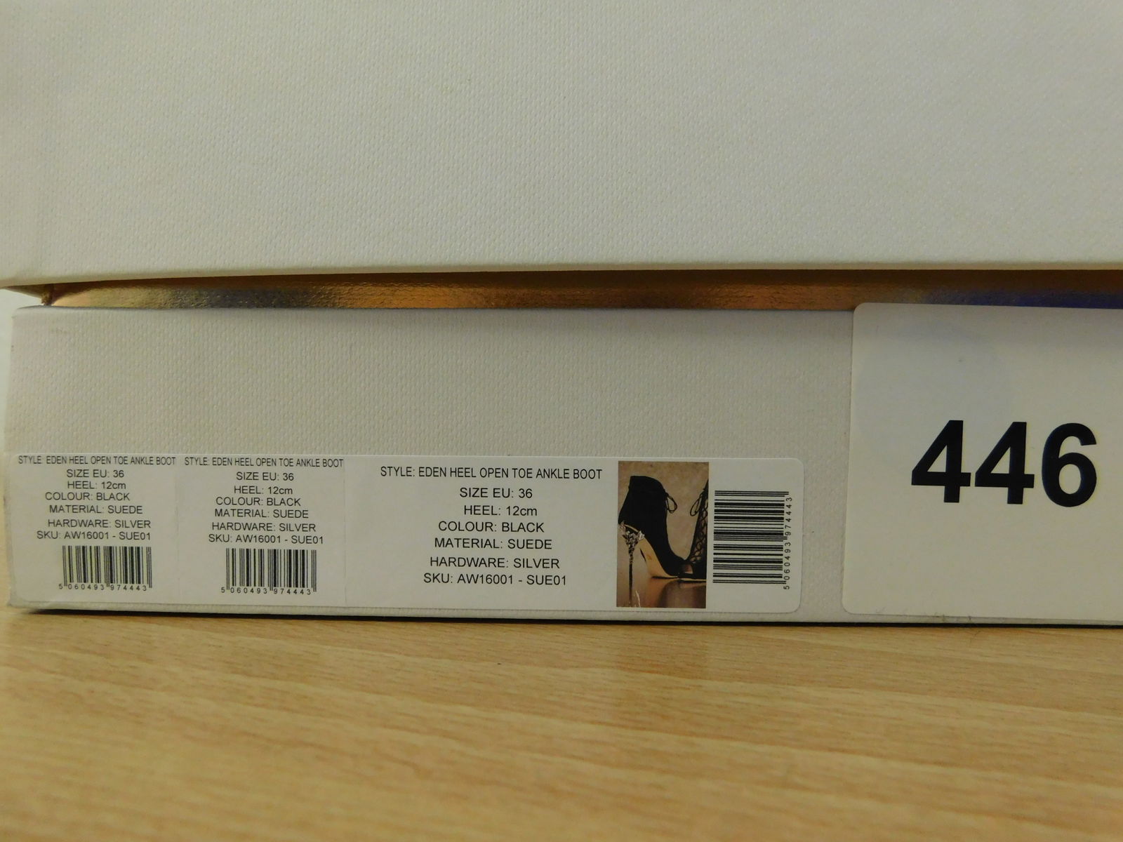 Pair of Ralph & Russo Eden Heel Open Toe Ankle Boots, Suede Fabric, Black/ Silver, With Box & Dust B - 5