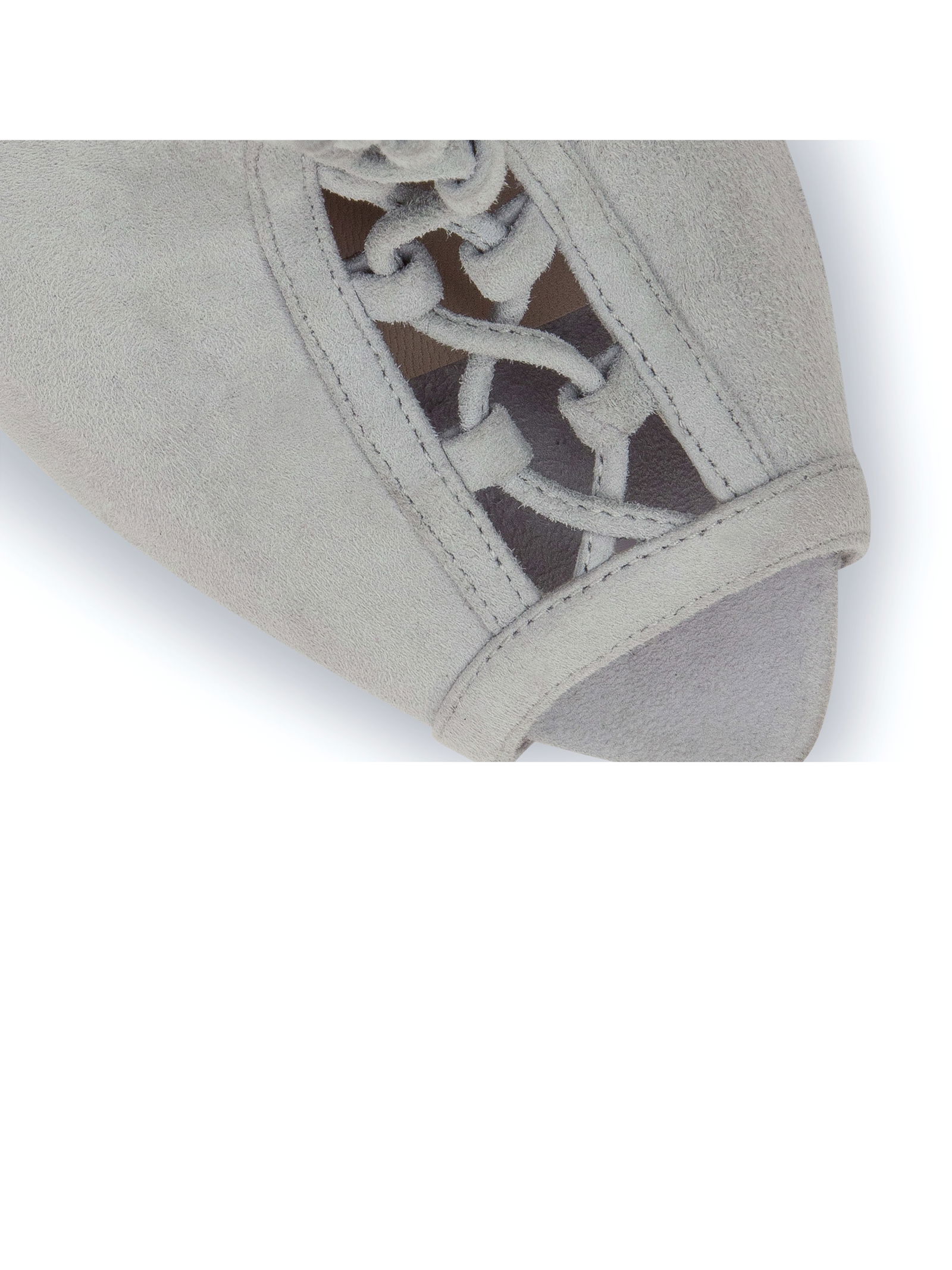 Pair of Ralph & Russo Eden Heel Open Toe Ankle Boots, Suede Fabric, Moonshadow/ Enamel, With Box & D - 5