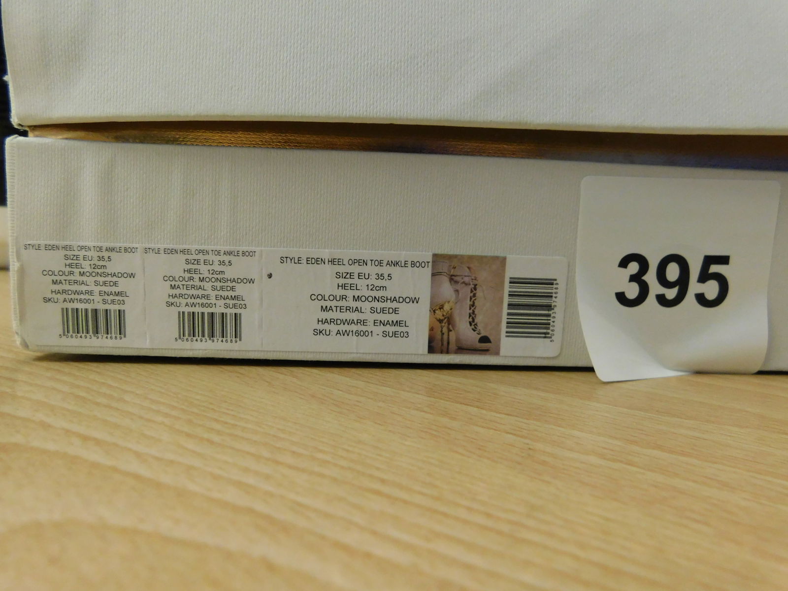 Pair of Ralph & Russo Eden Heel Open Toe Ankle Boots, Suede Fabric, Moonshadow/ Enamel, With Box & D - 8