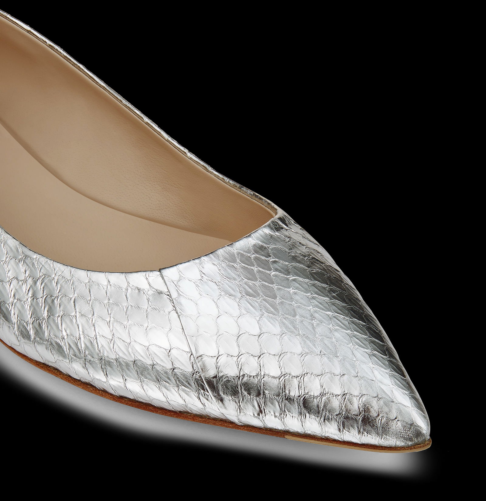 Pair of Ralph & Russo Ballerina Pointed Toe Sandals, Silver, With Box & Dust Bags. EU Size 38. - 5