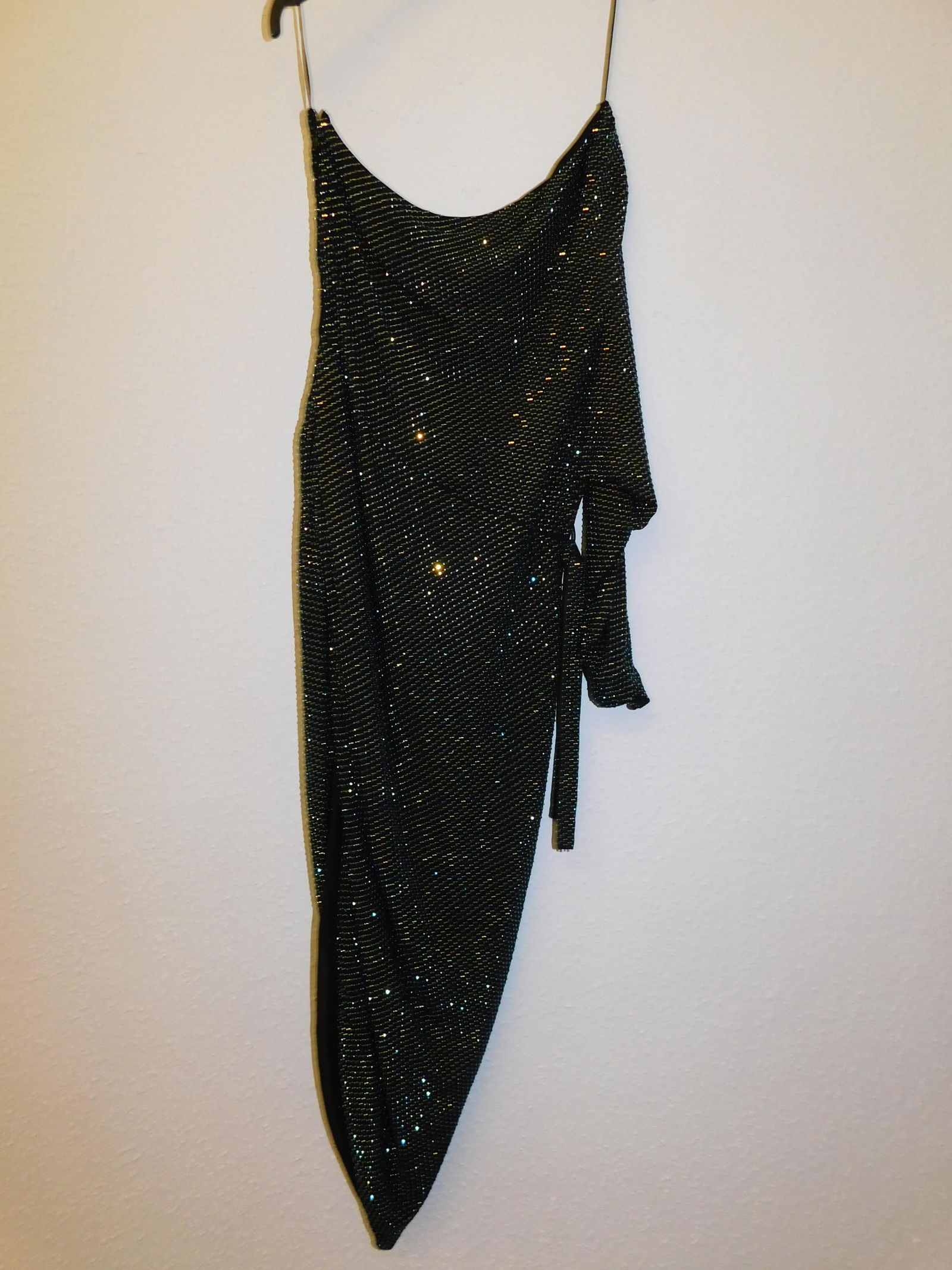 Ralph & Russo 19F11 D069, Embellished Drape Asymmetric Dress with Hotfix Crystals, Black, Size 40 ( - 3