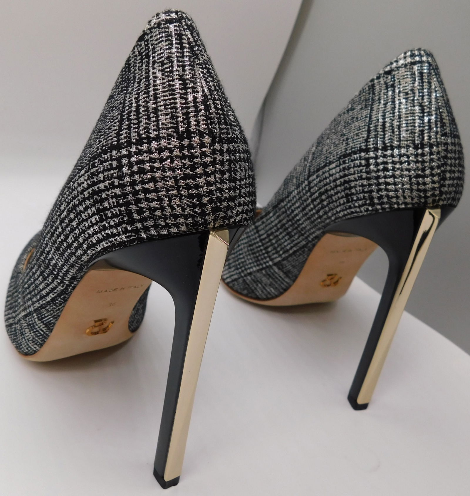 Pair of Ralph & Russo Empire Heel Pumps, Black/ White/ Light Gold, With Box. EU Size 36. - 2