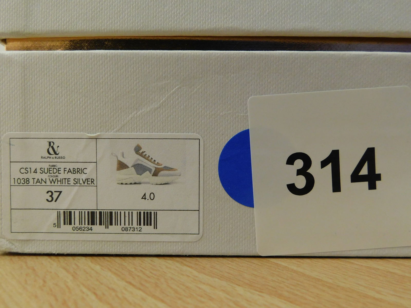 Pair of Ralph & Russo 4.0 Runner Sneakers, Suede Fabric, Tan White Silver with Box & Dust Bags. EU S - 8