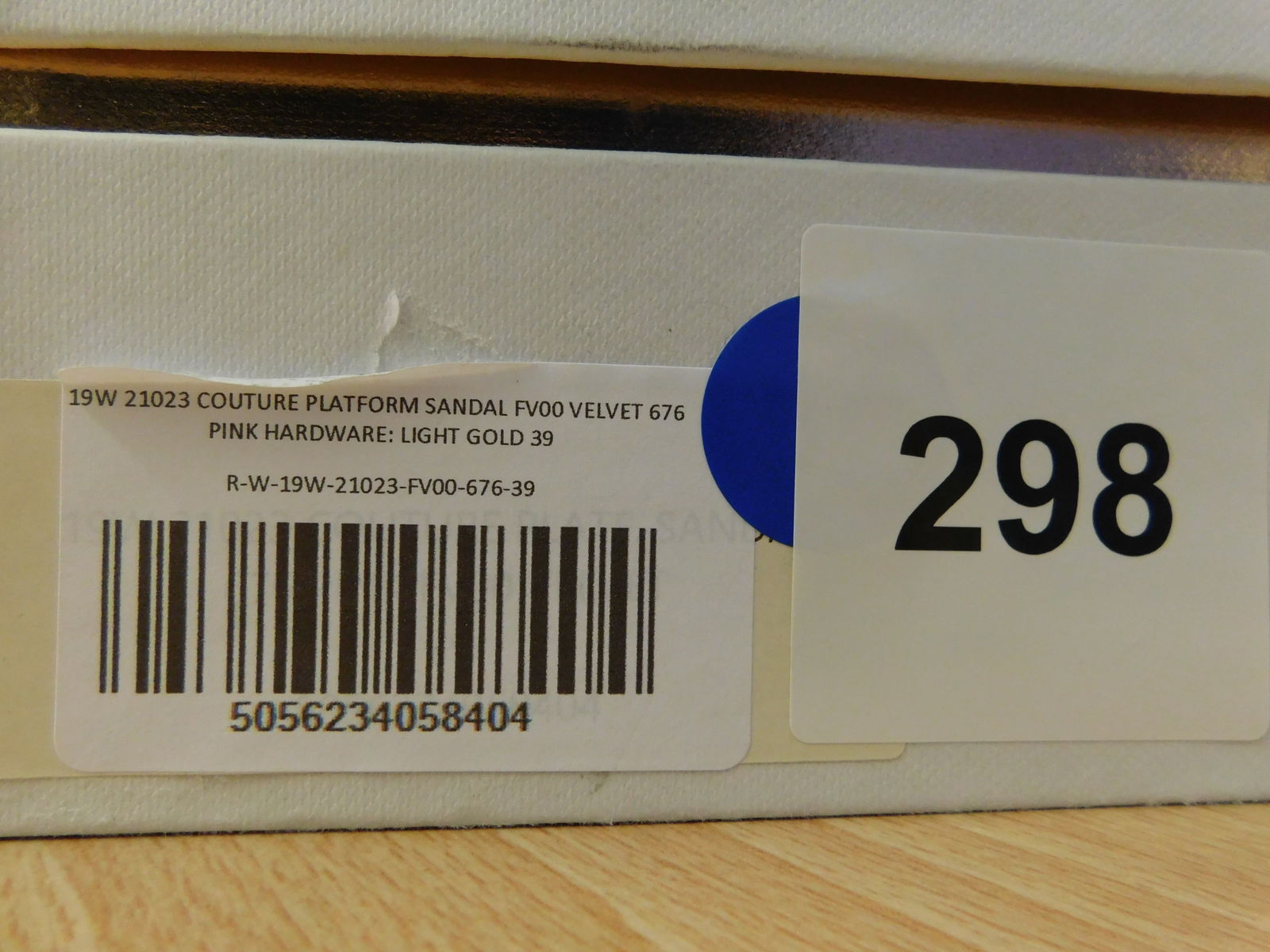 Pair of Ralph & Russo Couture Platform Sandal, Velvel Fabric, Pink/ Light Gold, With Box & Dust Bags - 7