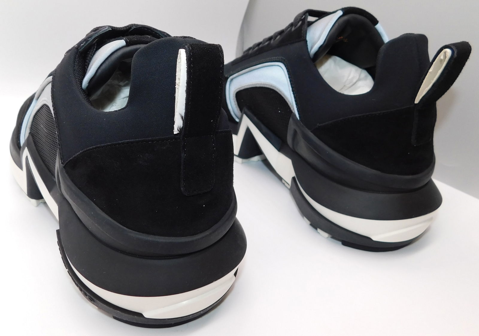 Pair of Ralph & Russo 4.0 Runner Sneakers, Suede Fabric, Black/ Silver, With Box & Dust Bags. EU Siz - 2