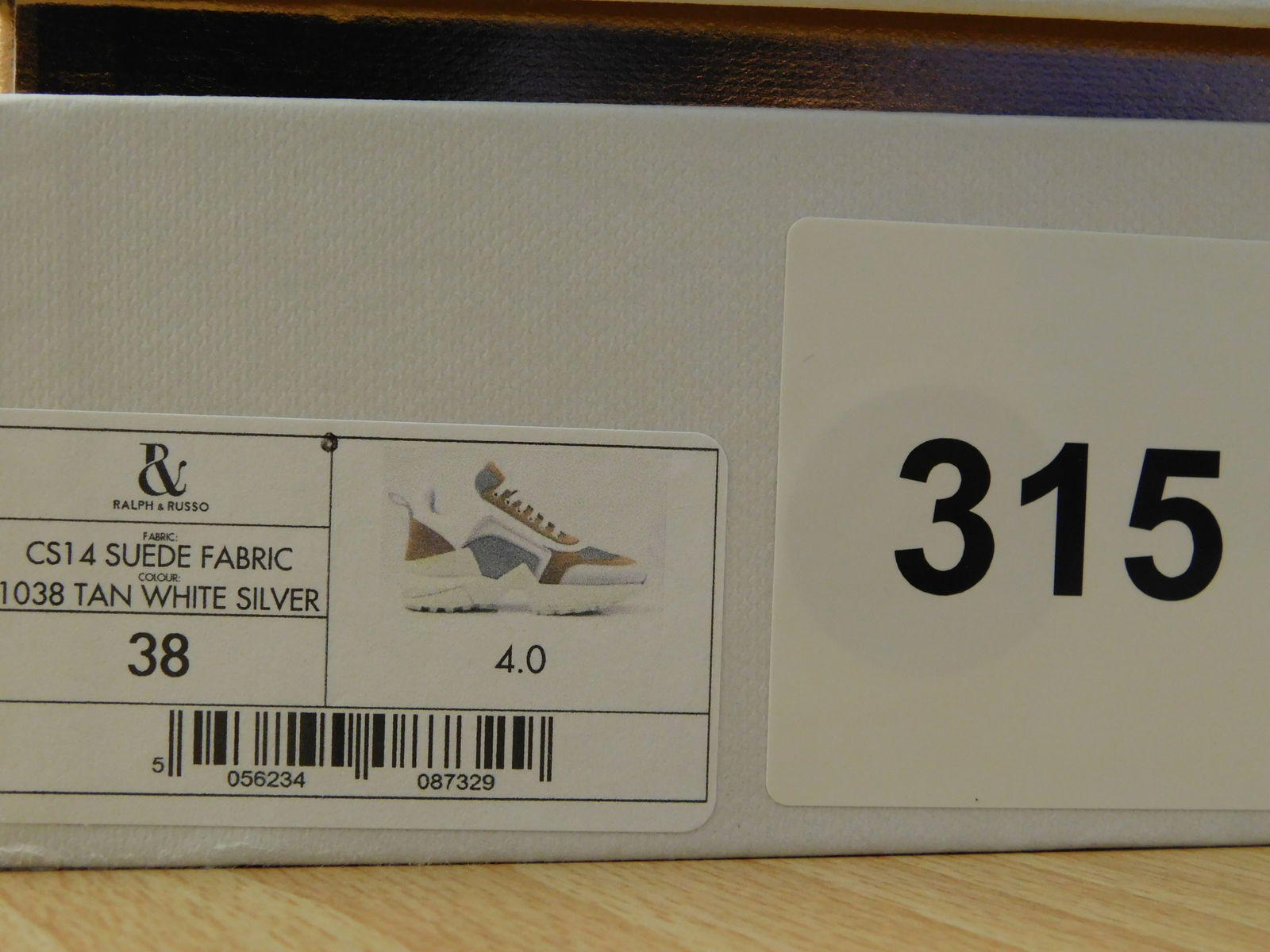 Pair of Ralph & Russo 4.0 Runner Sneakers, Suede Fabric, Tan White Silver with Box & Dust Bags. EU S - 4
