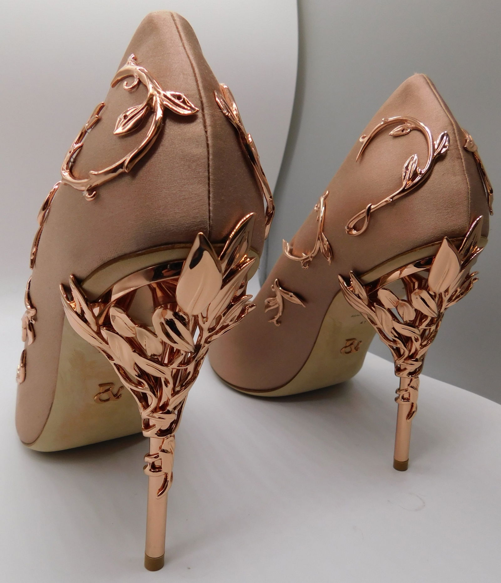 Pair of Ralph & Russo Eden Heel Pumps, Satin Fabric, Vintage Pink/ Rose Gold, With Box & Dust Bags. - 2