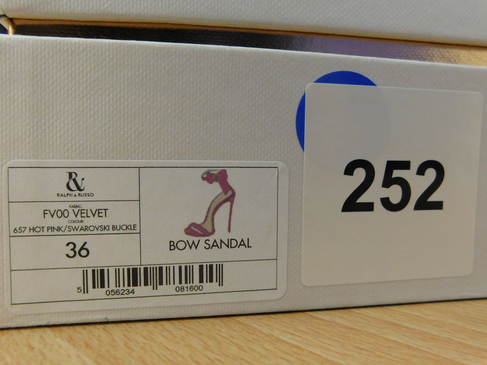 Pair of Ralph & Russo Bow Sandals, Velvet Fabric, Hot Pink/ Swarovski Buckle, With Box & Dust Bags. - 5