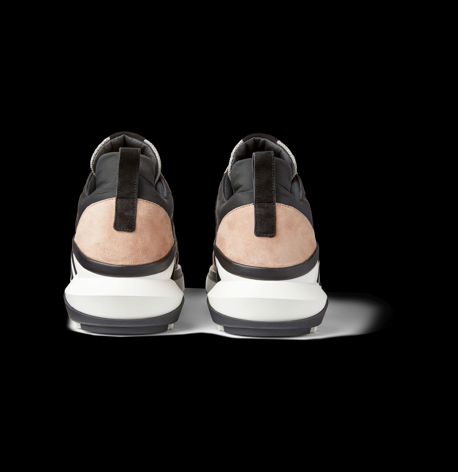 Pair of Ralph & Russo 4.0 Runner Sneakers, Suede Fabric, Tan/ Silver/ Black, With Box & Dust Bags. E - 2