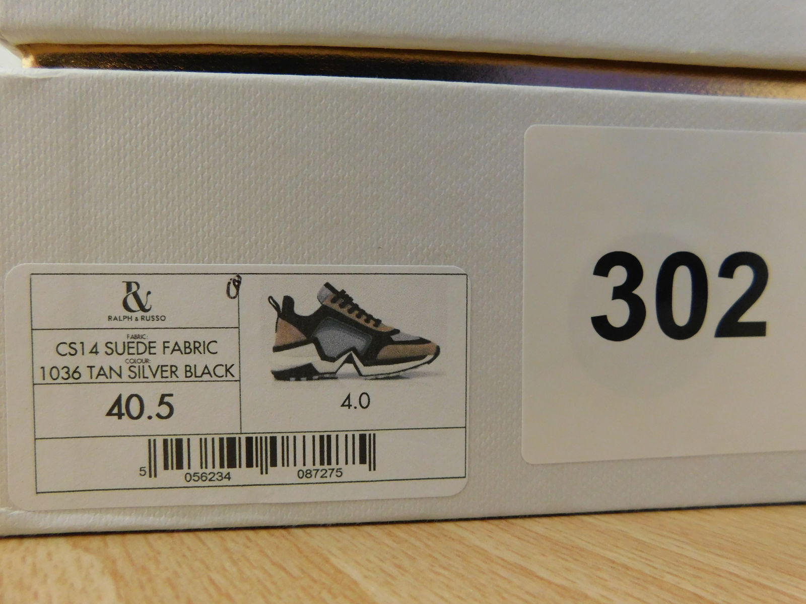 Pair of Ralph & Russo 4.0 Runner Sneakers, Suede Fabric, Tan/ Silver/ Black, With Box & Dust Bags. E - 7