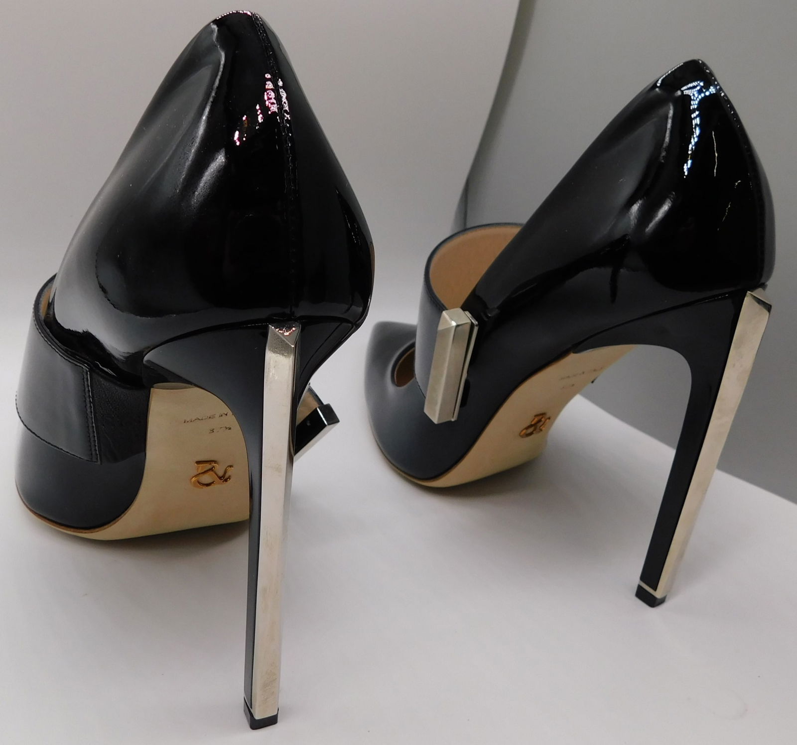 Pair of Ralph & Russo Empire Strap Pumps, Black/ Silver, With Box & Dust Bags. EU Size 37.5. - 3