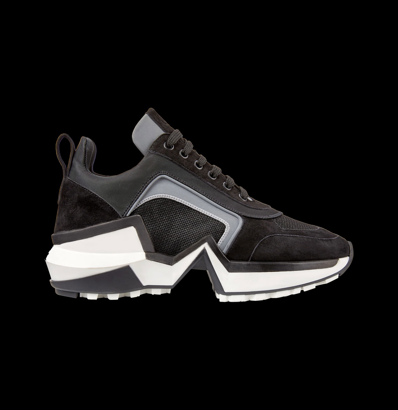 Pair of Ralph & Russo 4.0 Runner Sneakers, Suede Fabric, Black/ Silver, With Box & Dust Bags. EU Siz - 2