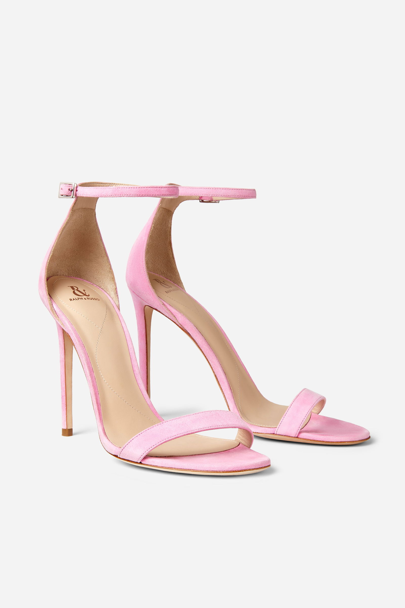 Pair of Ralph & Russo Plain Sandals, Suede Material, Pink/ Silver, With Box & Dust Bags. EU Size 36. - 4