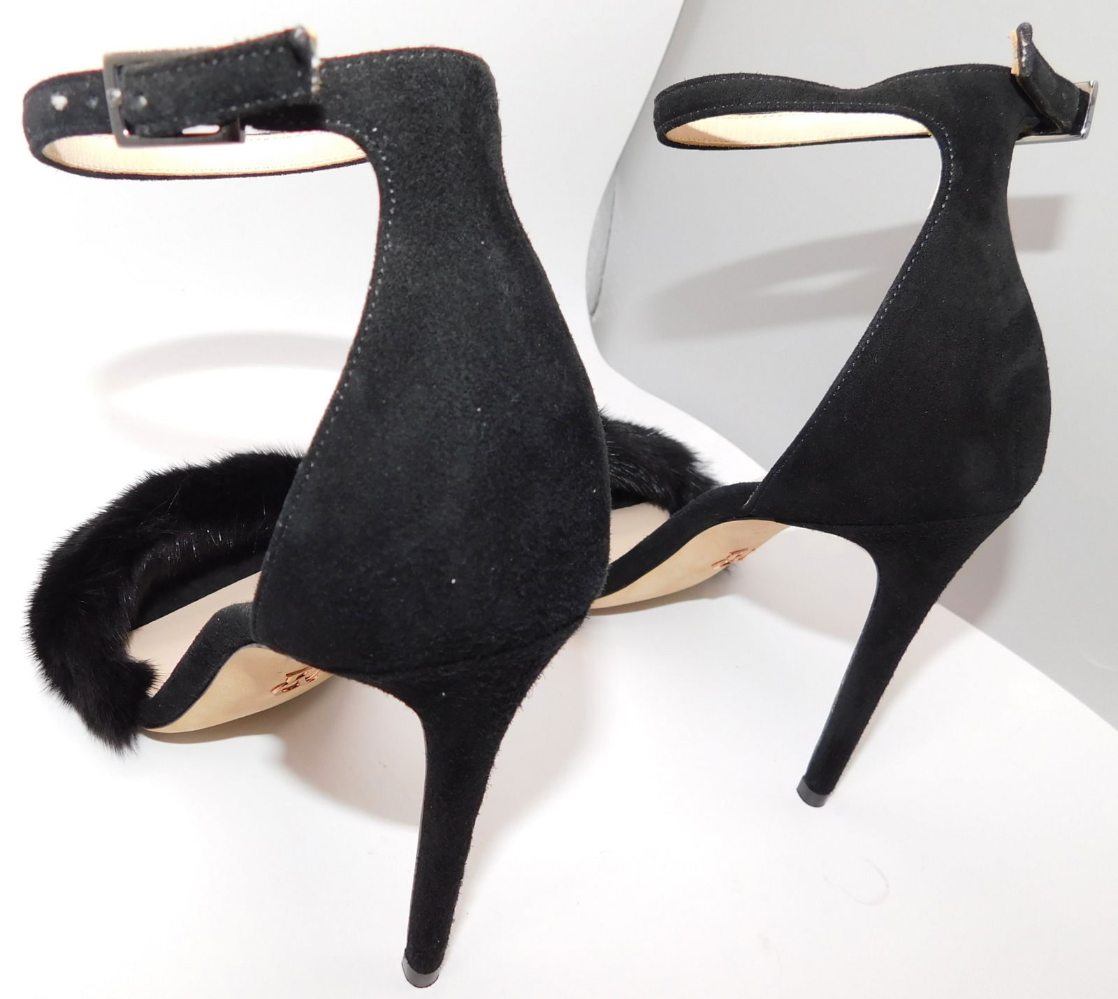 Pair of Ralph & Russo Mink Heel Sandals, Black/ Gunmetal, With Box & Dust Bags. EU Size 36. - 2