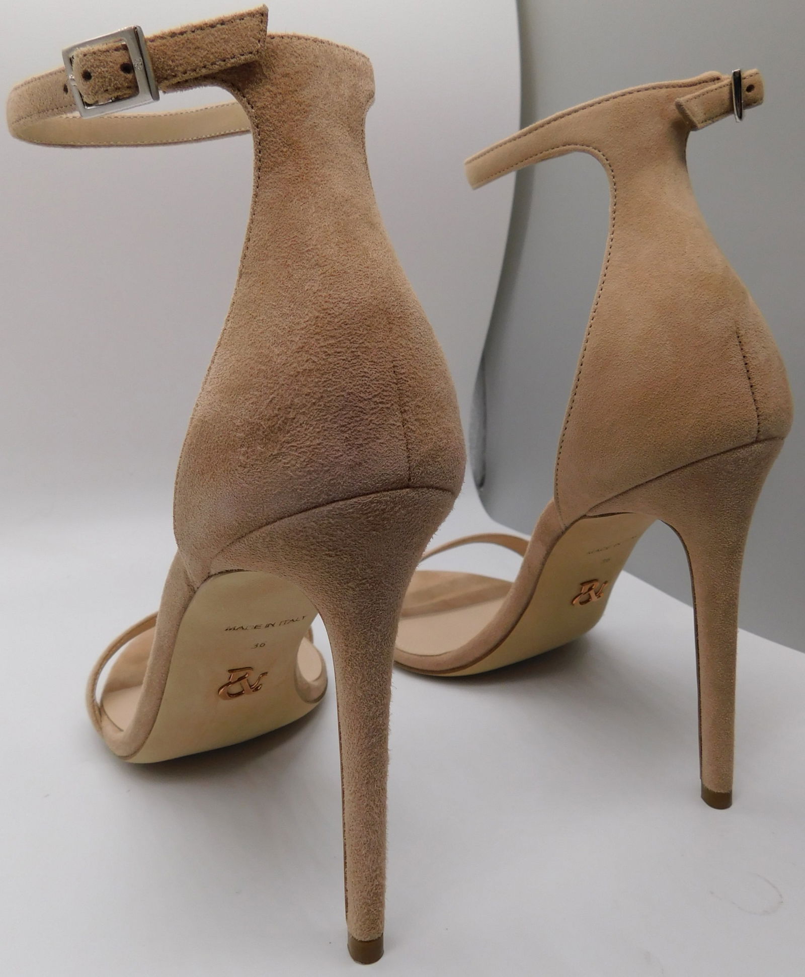 Pair of Ralph & Russo Plain Sandals, Suede Fabric, Tan/ Silver, With Box & Dust Bags. EU Size 36. - 3