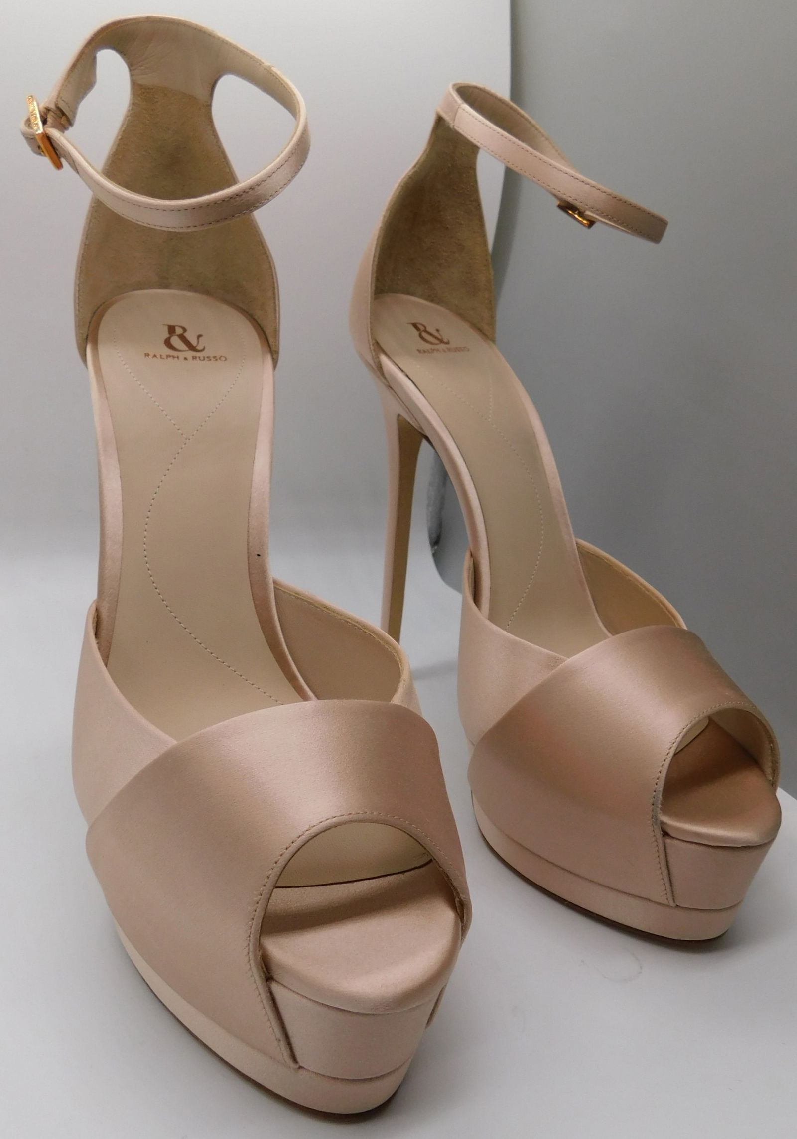 Pair of Ralph & Russo Couture Platform Sandals, Champagne/ Rose Gold, With Box & Dust Bags. EU Size: Pair of Ralph & Russo Couture Platform Sandals, Champagne/ Rose Gold, With Box & Dust Bags. EU Size 40. (RRP £890). Lustrous and alluring, the Couture Pl