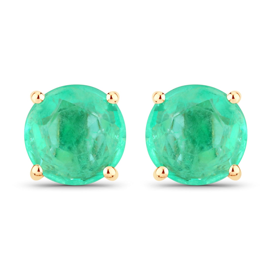 0.72 ctw Zambian Emerald Stud 14K Yellow Gold Earrings - Certified (1 of 3)