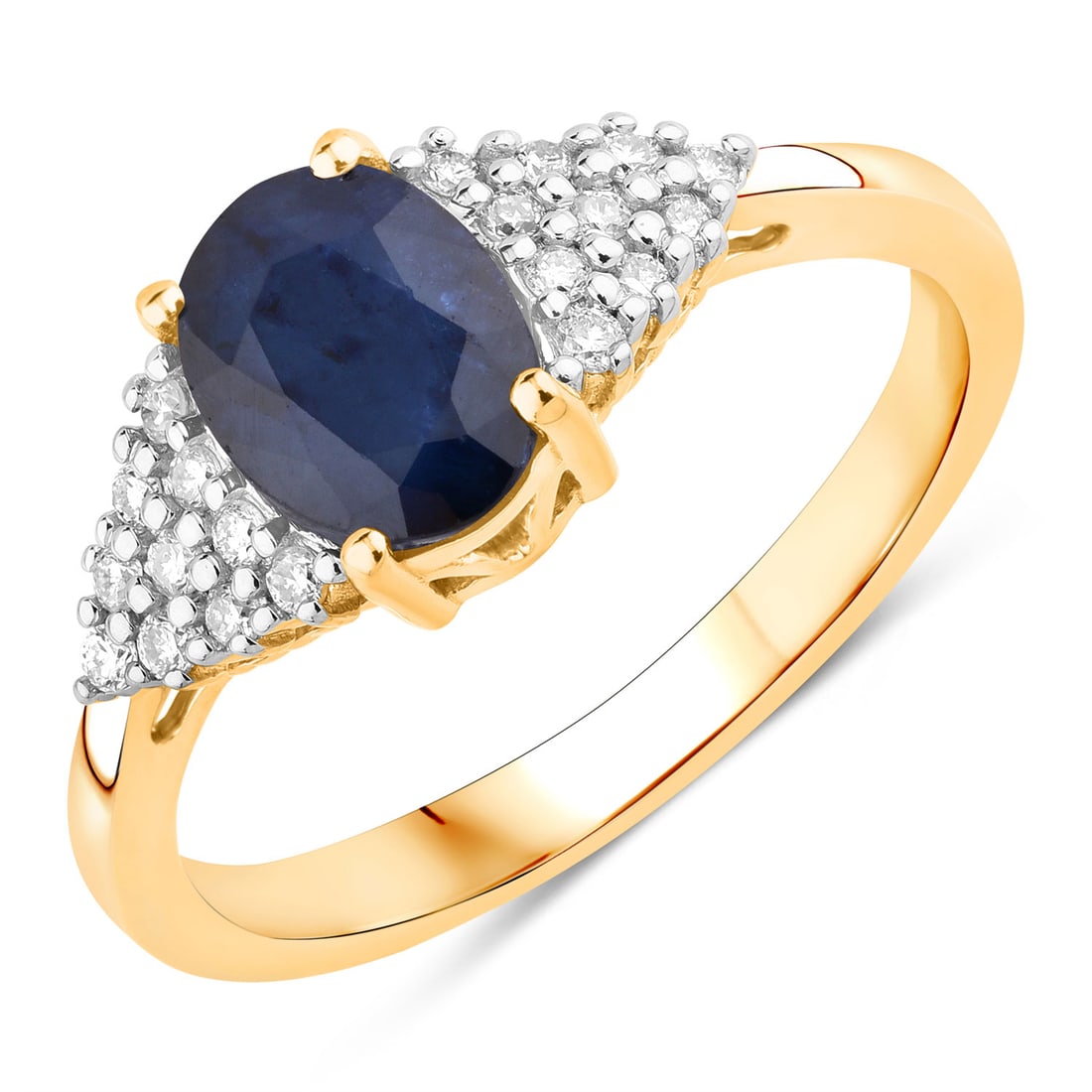 1.73 ctw Blue Sapphire Cocktail 14K Yellow Gold Ring - Certified (1 of 4)