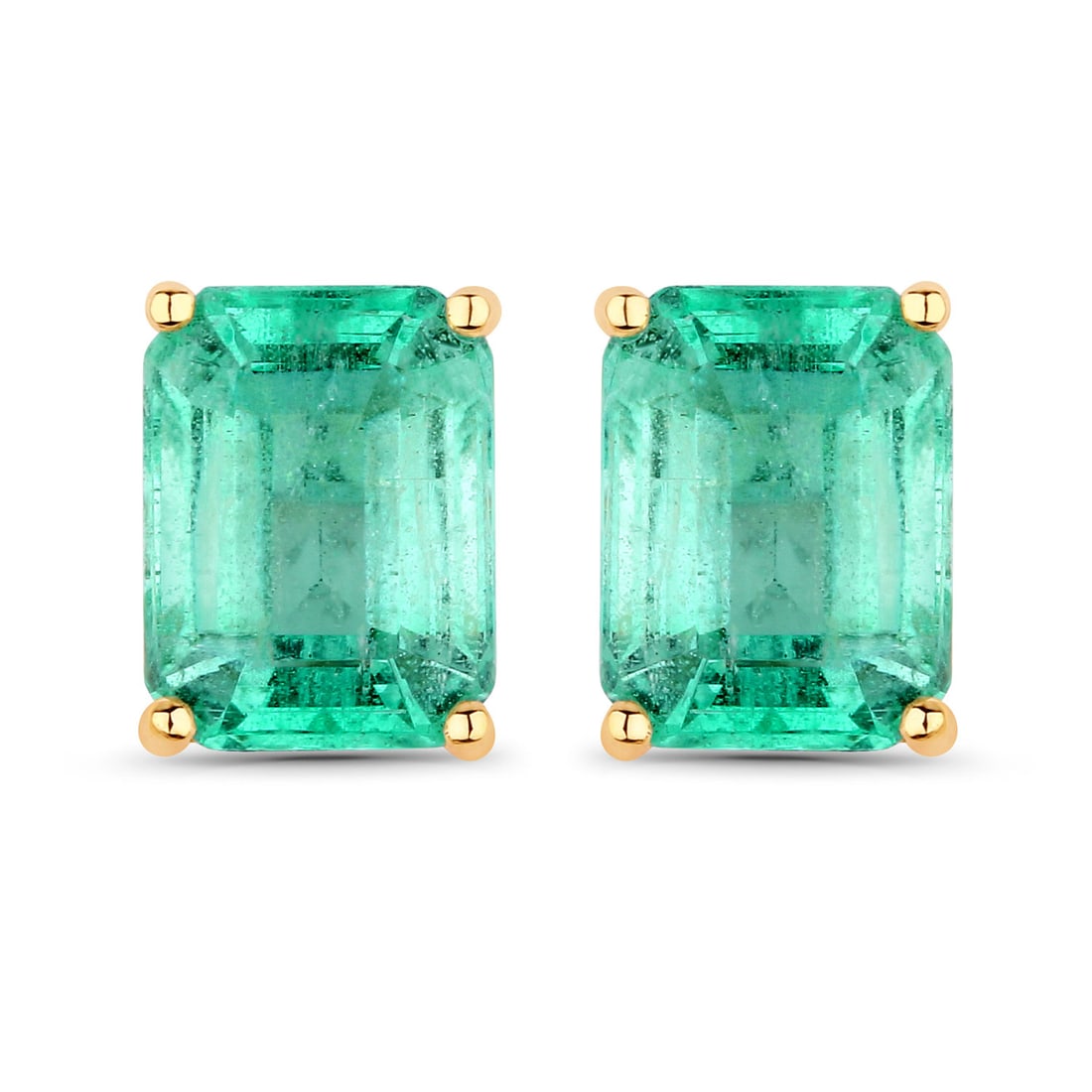 2.75 CTW Octagon Ethiopian Emerald Modern Classic 14K Yellow Gold Earrings - Certified: A symphony of light and color, this exquisite pair of earrings embodies the pinnacle of luxury. Showcasing the gems in a Prong arrangement, the structure consists of 1.55 grams of 14K Yellow Gold. Thi