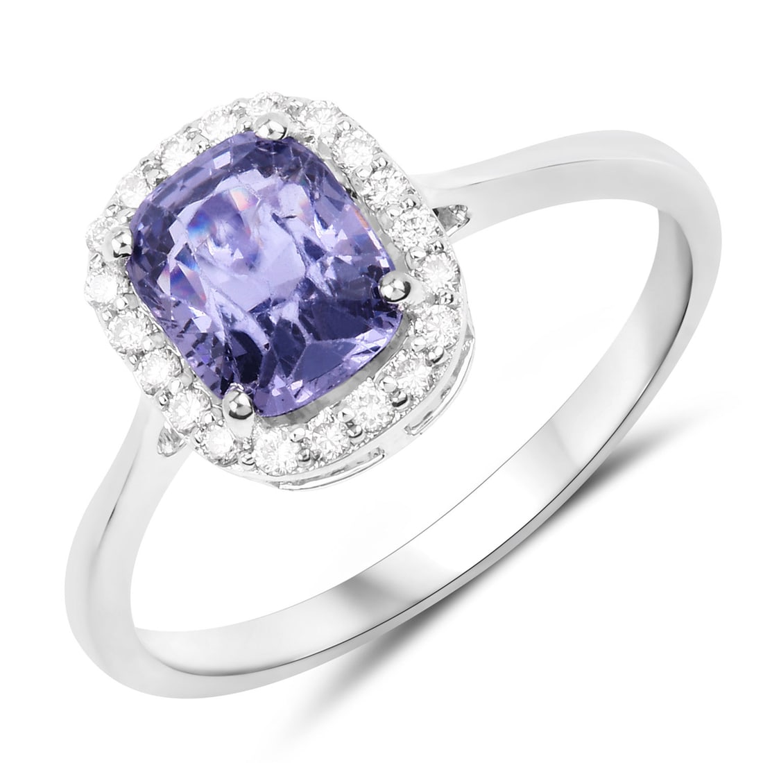 1.83 CTW Cushion Blue Spinel Modern 14K White Gold Ring - Certified: Epitomizing grandeur, this selection stands as a beacon of refined taste. Crafted with precision, the Halo setting is seamlessly integrated into 1.7 grams of 14K White Gold. Main Stone: 1.68 CTW Cush