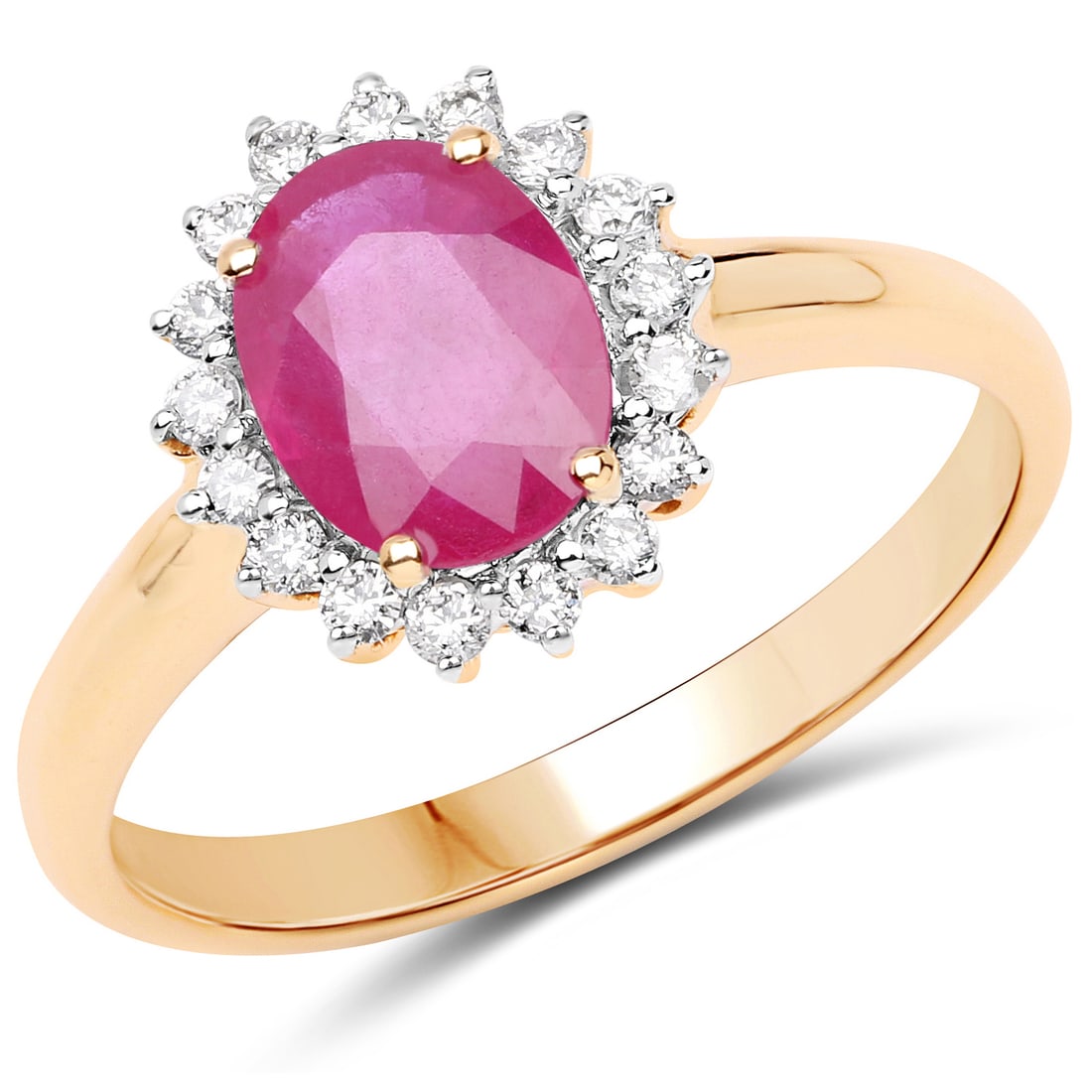 1.48 CTW Oval Ruby Modern 14K Yellow Gold Ring - Certified (1 of 3)