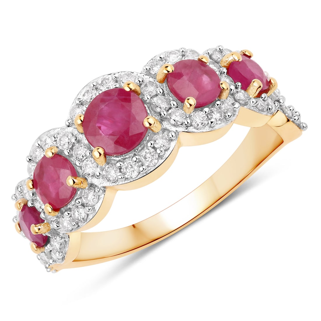 1.99 CTW Round Ruby Modern 14K Yellow Gold Ring - Certified (1 of 4)