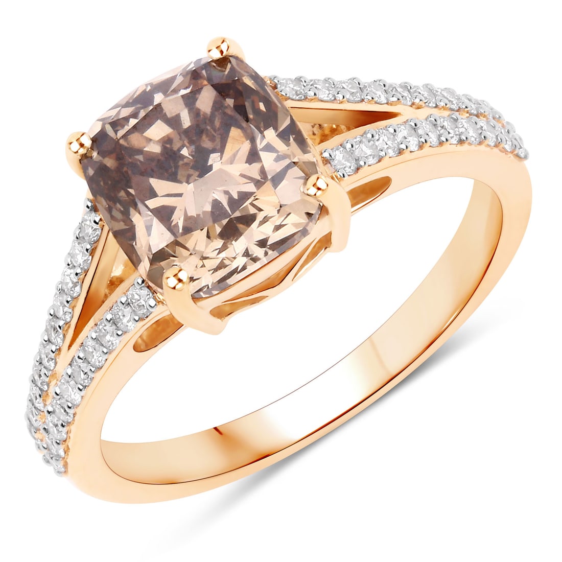 3.35 CTW Cushion Diamond Modern 18K Yellow Gold Ring - Certified: Captured in a moment of brilliance, this design speaks to the connoisseur. Securely held in a classic Prong design, this item is forged from 3.89 grams of high-polish 18K Yellow Gold. Main Stone: 3.0