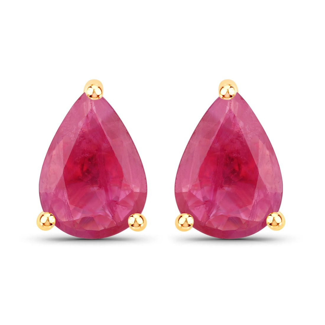 1.60 CTW Pear Ruby Modern 14K Yellow Gold Earrings - Certified (1 of 3)