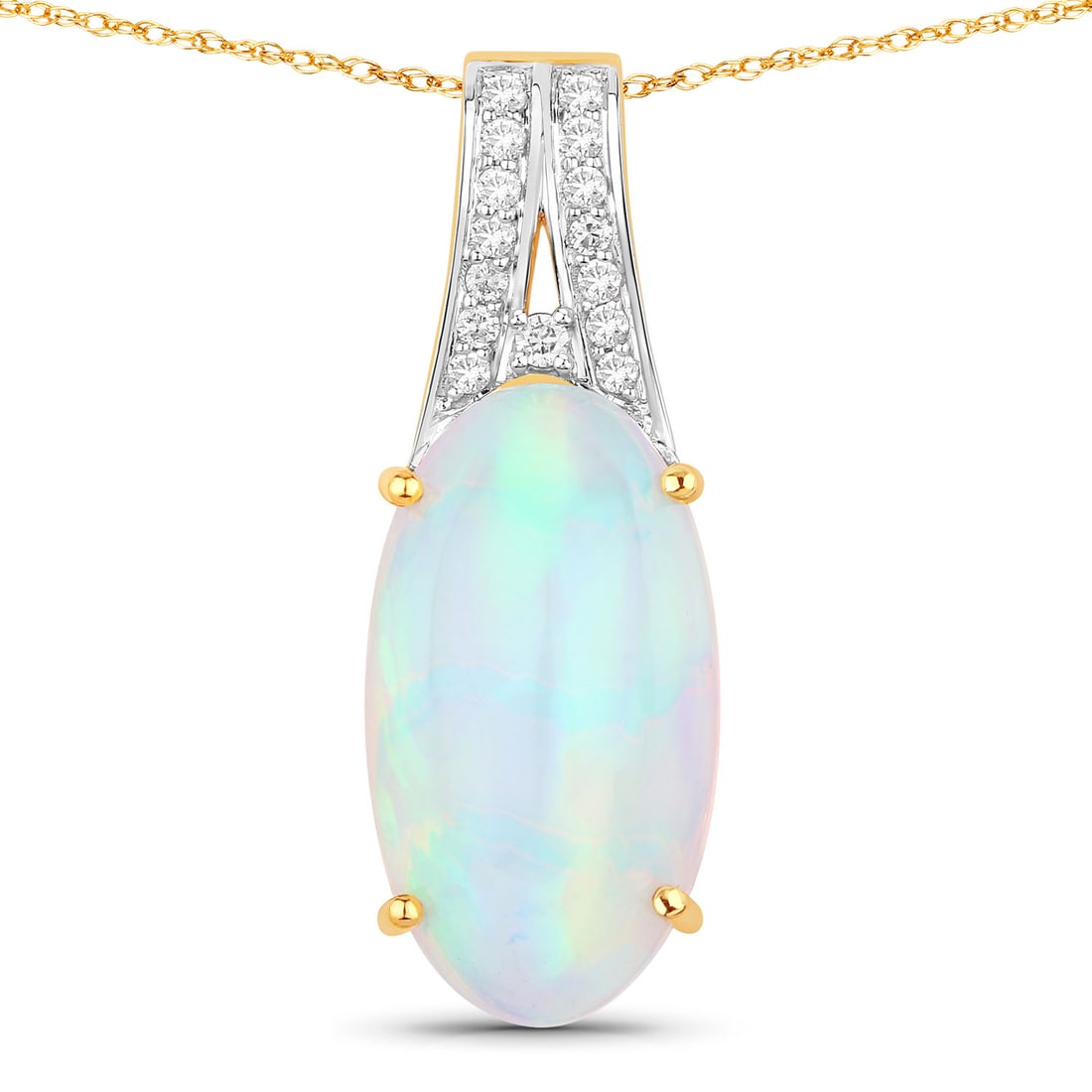 7.57 ctw Ethiopian Opal Cocktail 14K Yellow Gold Pendant - Certified (1 of 3)