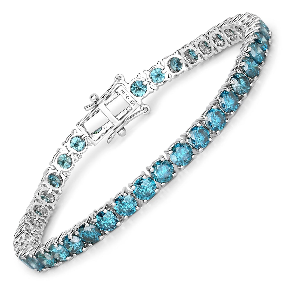 14.33 ctw Blue Diamond Tennis Bracelet 14K White Gold Bracelet - Certified: A testament to superior craftsmanship, this work of art is unparalleled. This design features 14.33 carats of Blue Diamond, each stone radiating with vibrant blue hues. Expertly mounted in a Prong set