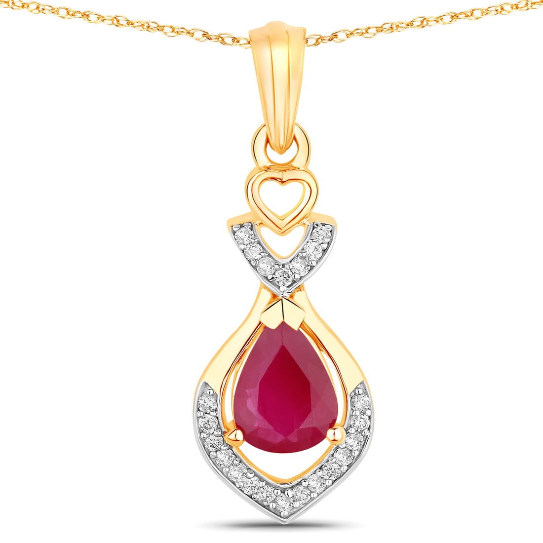 0.86 ctw Ruby 14K Yellow Gold Pendant - Certified (1 of 3)
