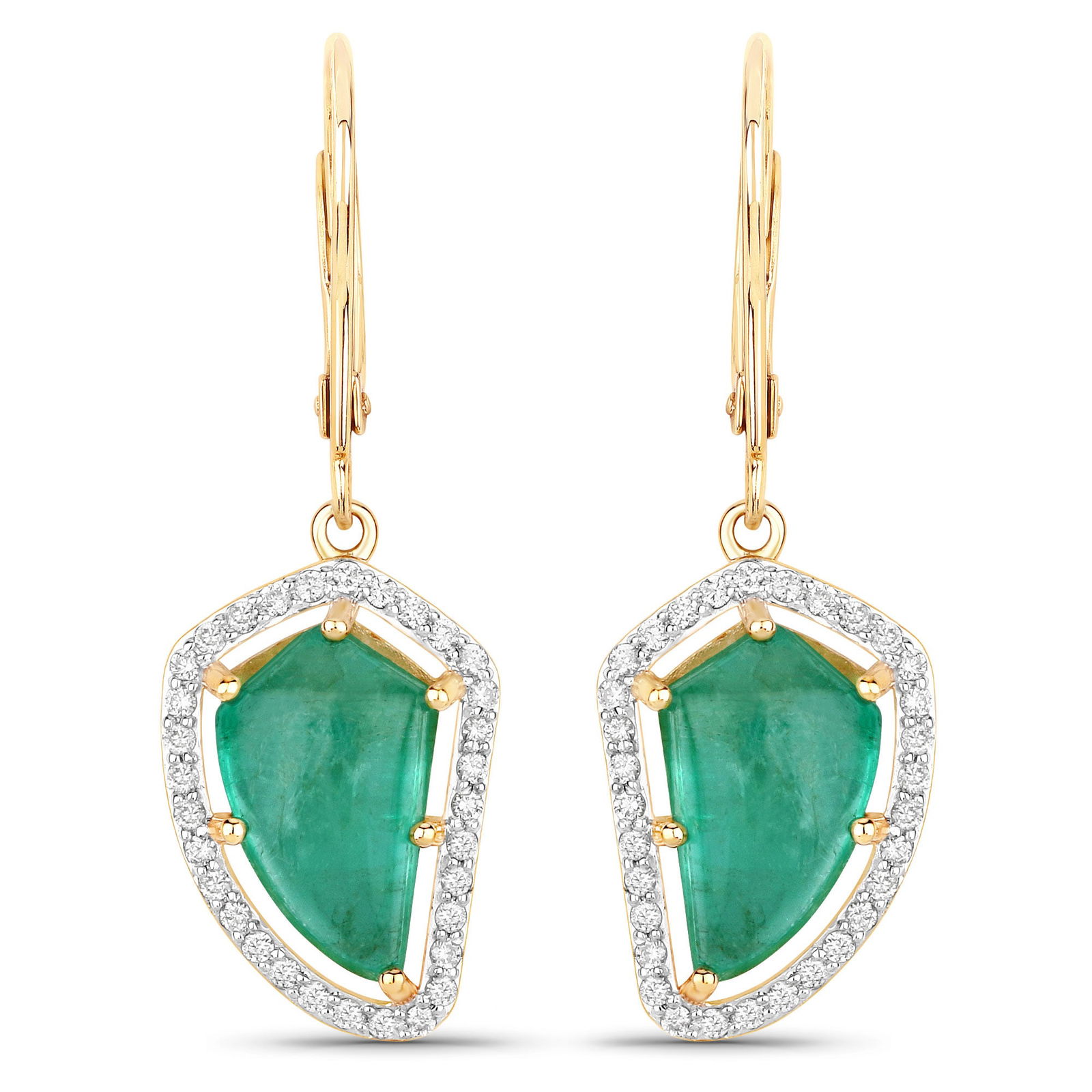 7.56 ctw Colombian Emerald Statement 14K Yellow Gold Earrings - Certified (1 of 3)