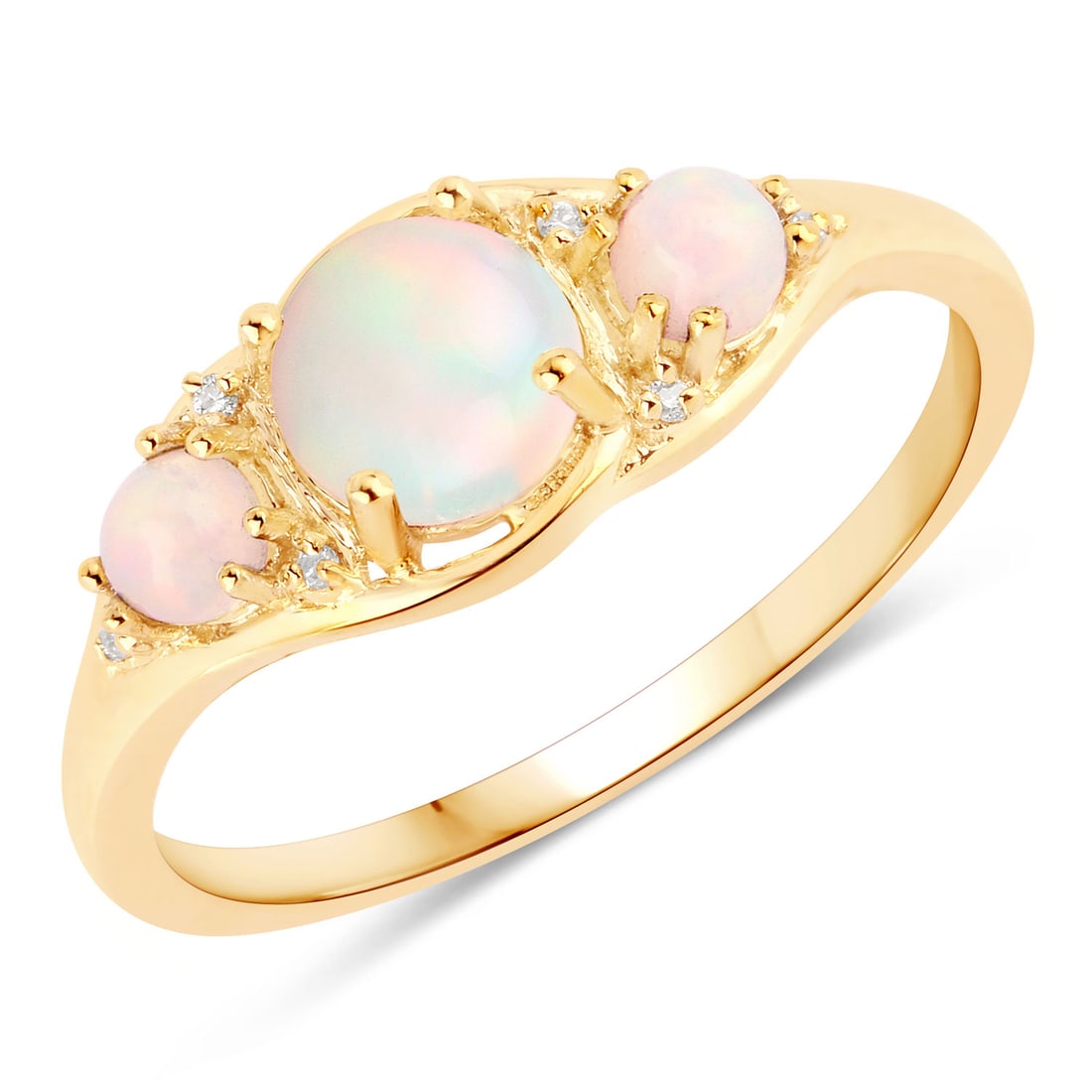 0.68 ctw Ethiopian Opal 3 Stone Ring 14K Yellow Gold Ring - Certified (1 of 4)