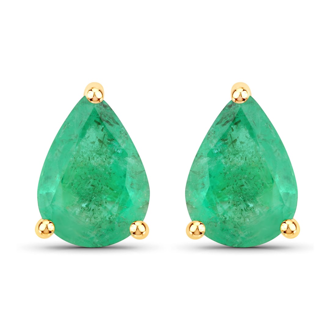 1.30 ctw Zambian Emerald Stud 14K Yellow Gold Earrings - Certified (1 of 3)