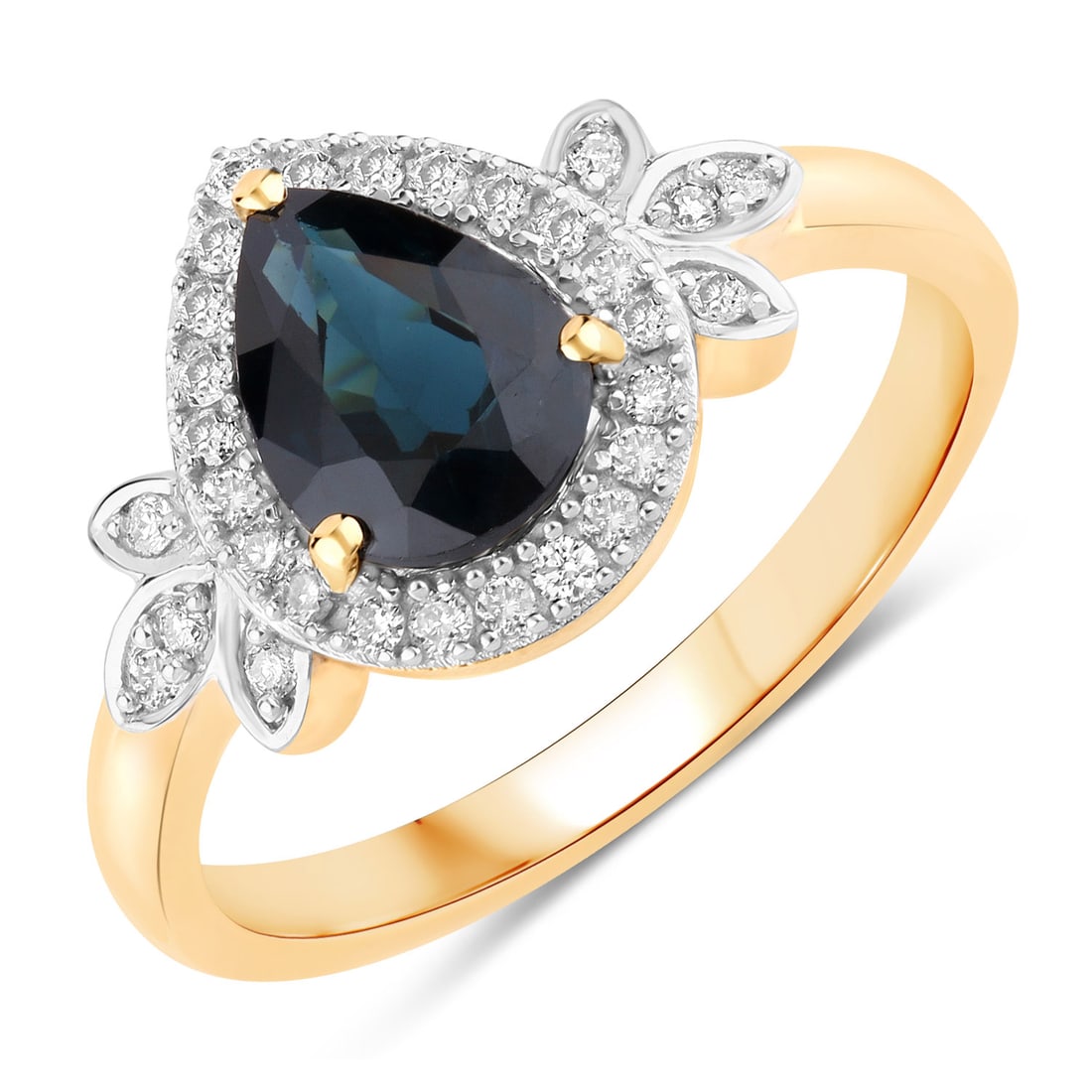 1.54 ctw Sapphire and Diamond 14K Yellow Gold Ring - Certified (1 of 4)