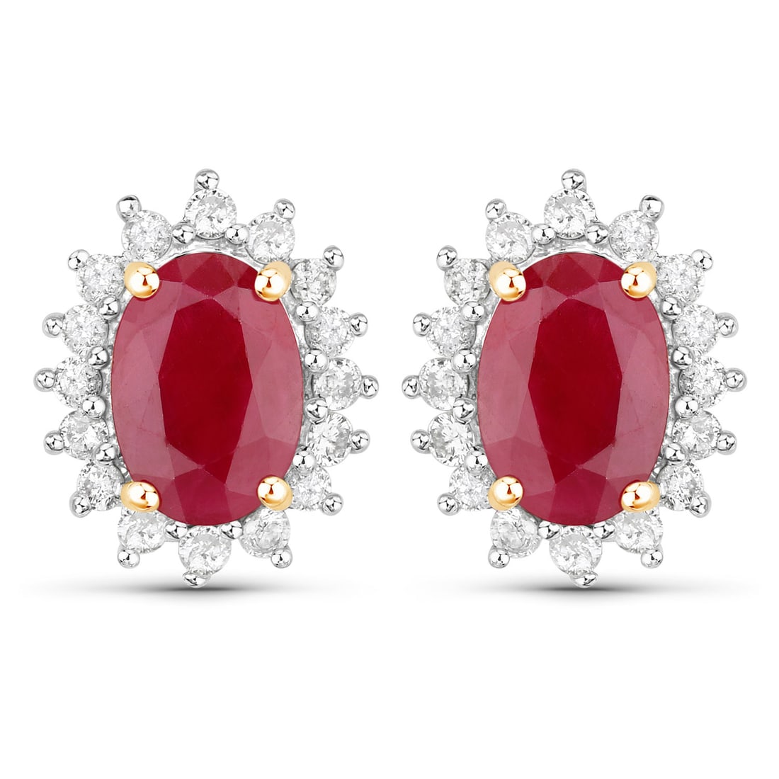 2.02 ctw Ruby Halo 14K Yellow Gold Earrings - Certified (1 of 3)