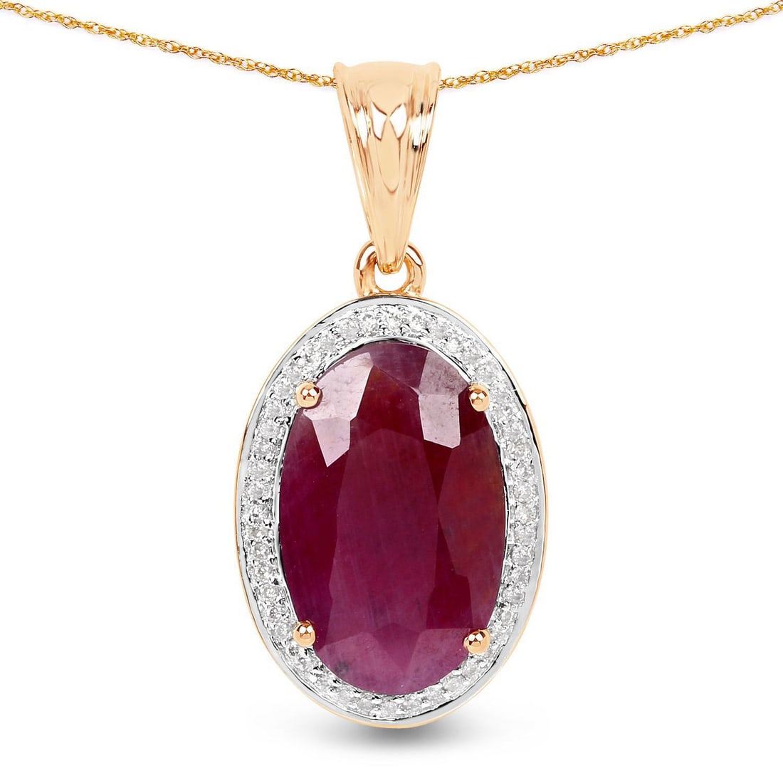 6.40 ctw Ruby and Diamond 14K Yellow Gold Pendant - Certified (1 of 2)