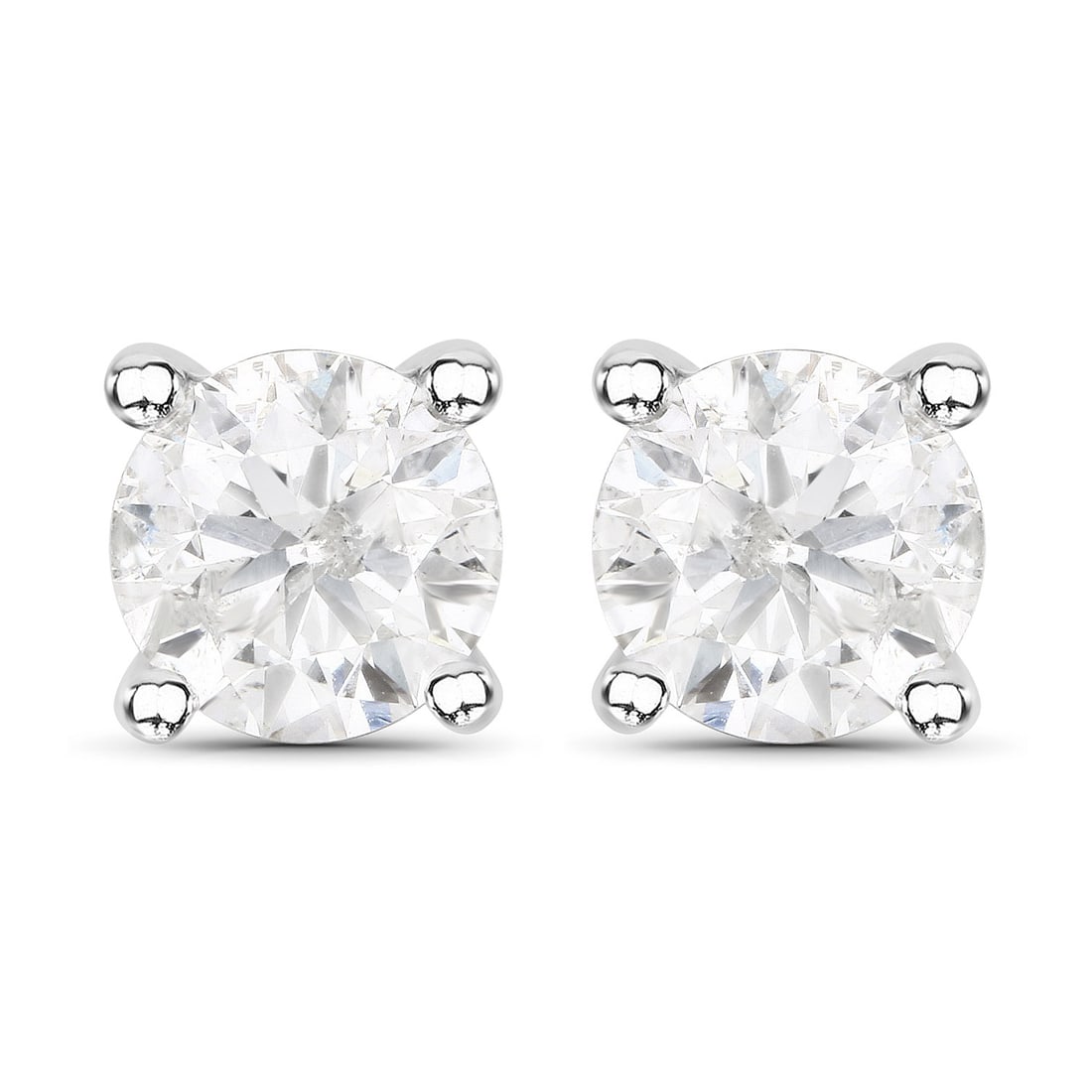1.02 ctw Diamond Stud 14K White Gold Earrings - Certified: Timeless and sophisticated, this design radiates enduring beauty. Showcasing a magnificent pair of Diamonds weighing a combined 1.02 carats, each possessing brilliant I-J color and I2 clarity. Expertl