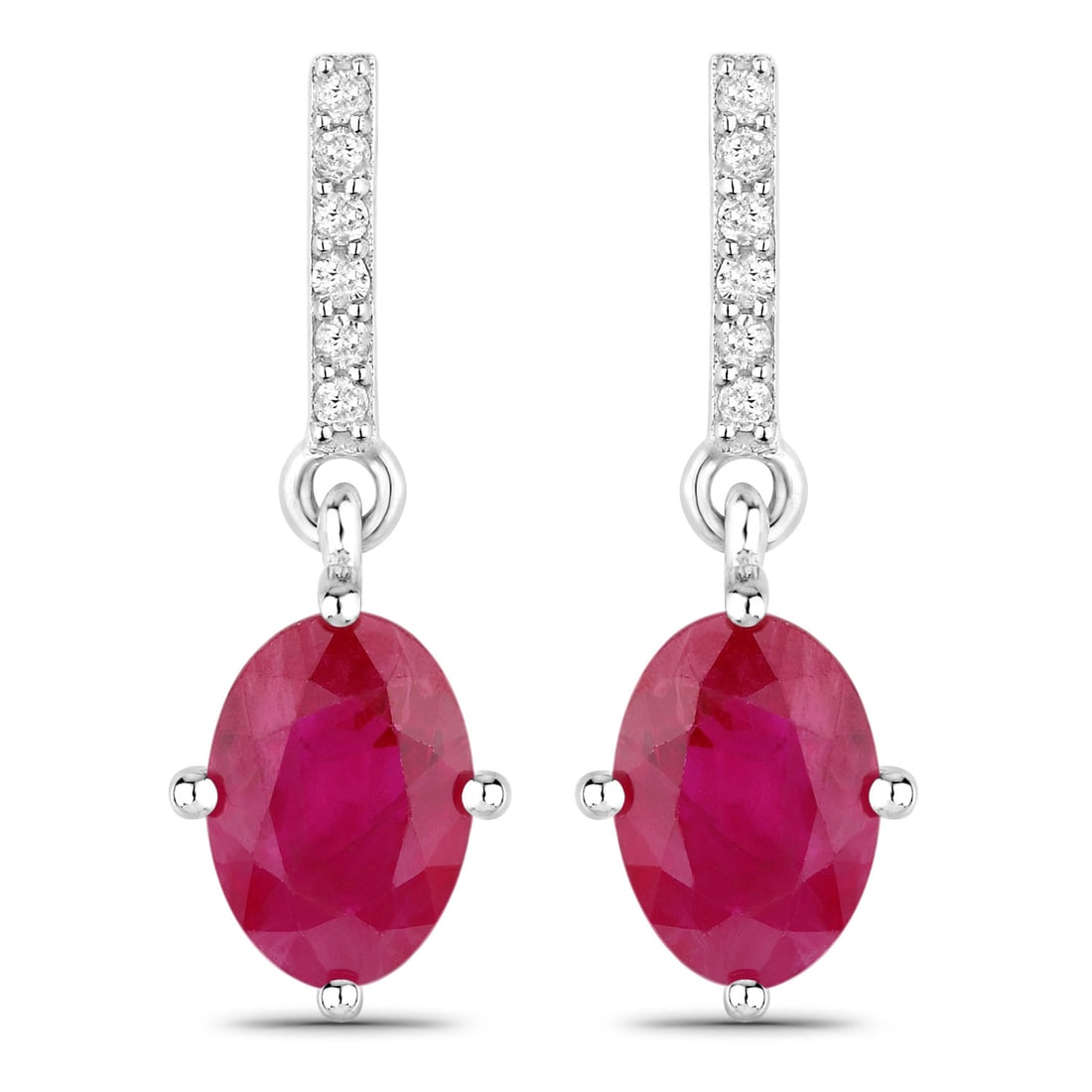 1.75 ctw Ruby Dangle 14K White Gold Earrings - Certified (1 of 3)