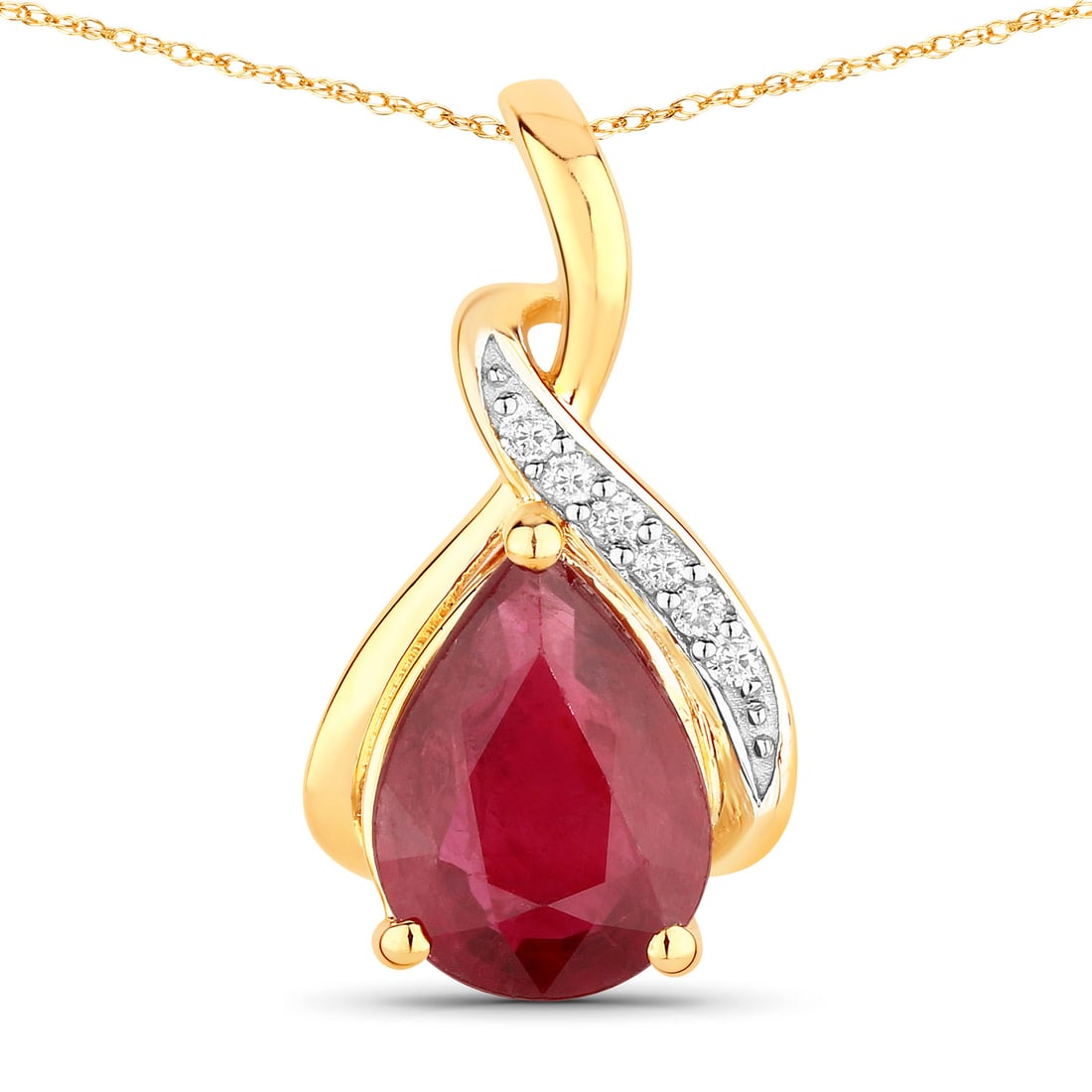 1.98 ctw Ruby Halo 14K Yellow Gold Pendant - Certified (1 of 3)