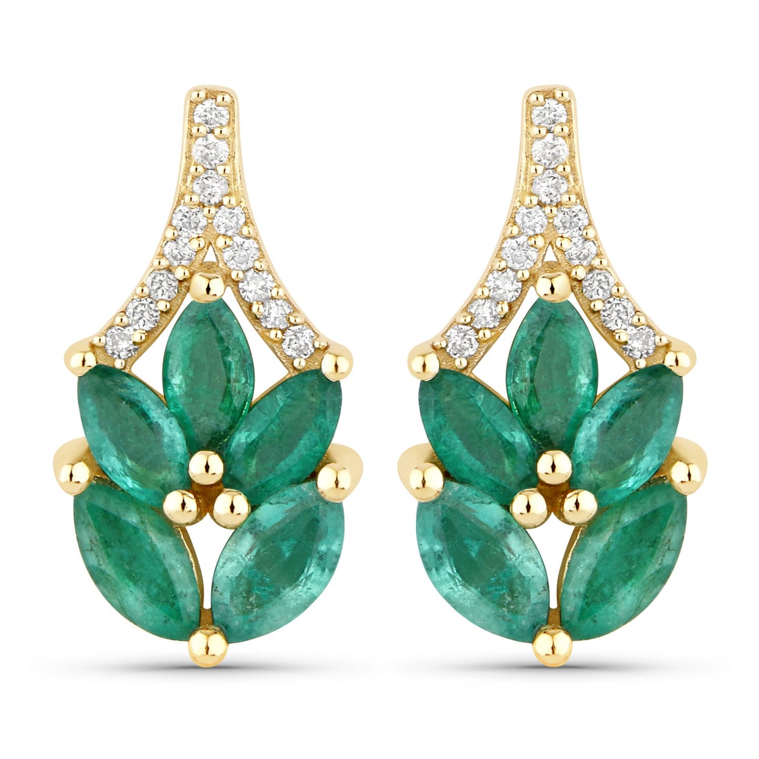 0.91 ctw Zambian Emerald Stud 14K Yellow Gold Earrings - Certified (1 of 1)