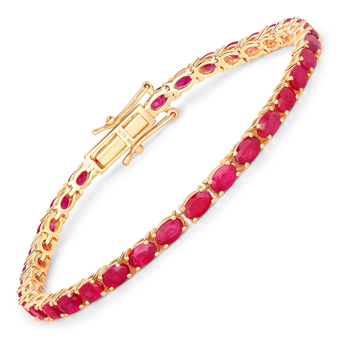 9.18 ctw Ruby Tennis Bracelet 10K Yellow Gold Bracelet - Certified (1 of 4)
