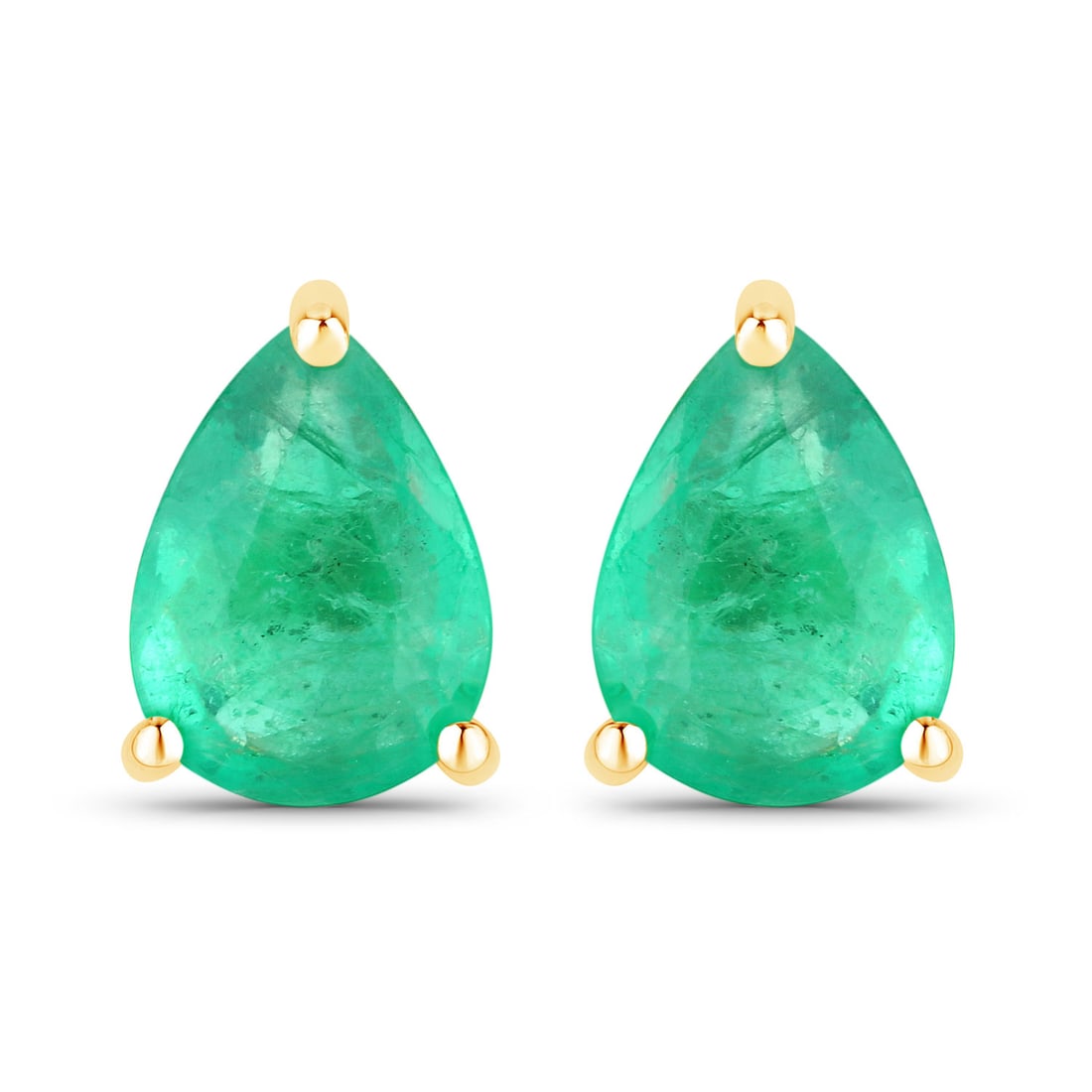 0.70 ctw Zambian Emerald Stud 14K Yellow Gold Earrings - Certified (1 of 3)