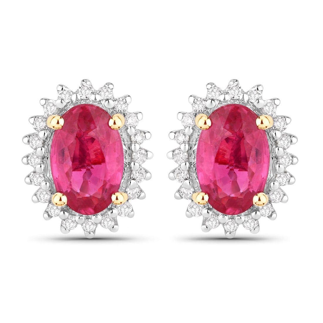 1.16 ctw Ruby Halo 14K Yellow Gold Earrings - Certified (1 of 3)