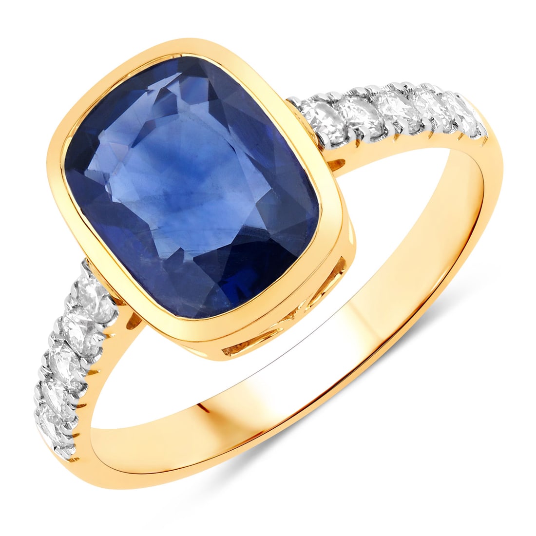 2.95 ctw Blue Sapphire Bridge 18K Yellow Gold Ring - Certified (1 of 1)