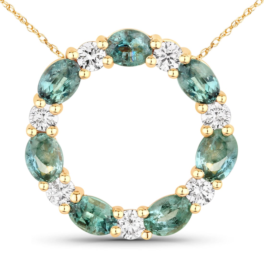 1.12 ctw Alexandrite Circle Pendant 18K Yellow Gold Pendant - Certified: A symphony of light and color, this piece embodies the pinnacle of luxury. This 1.12 ctw design features 0.91 carats of phenomenal Alexandrite, known for its captivating color-shifting properties, acc