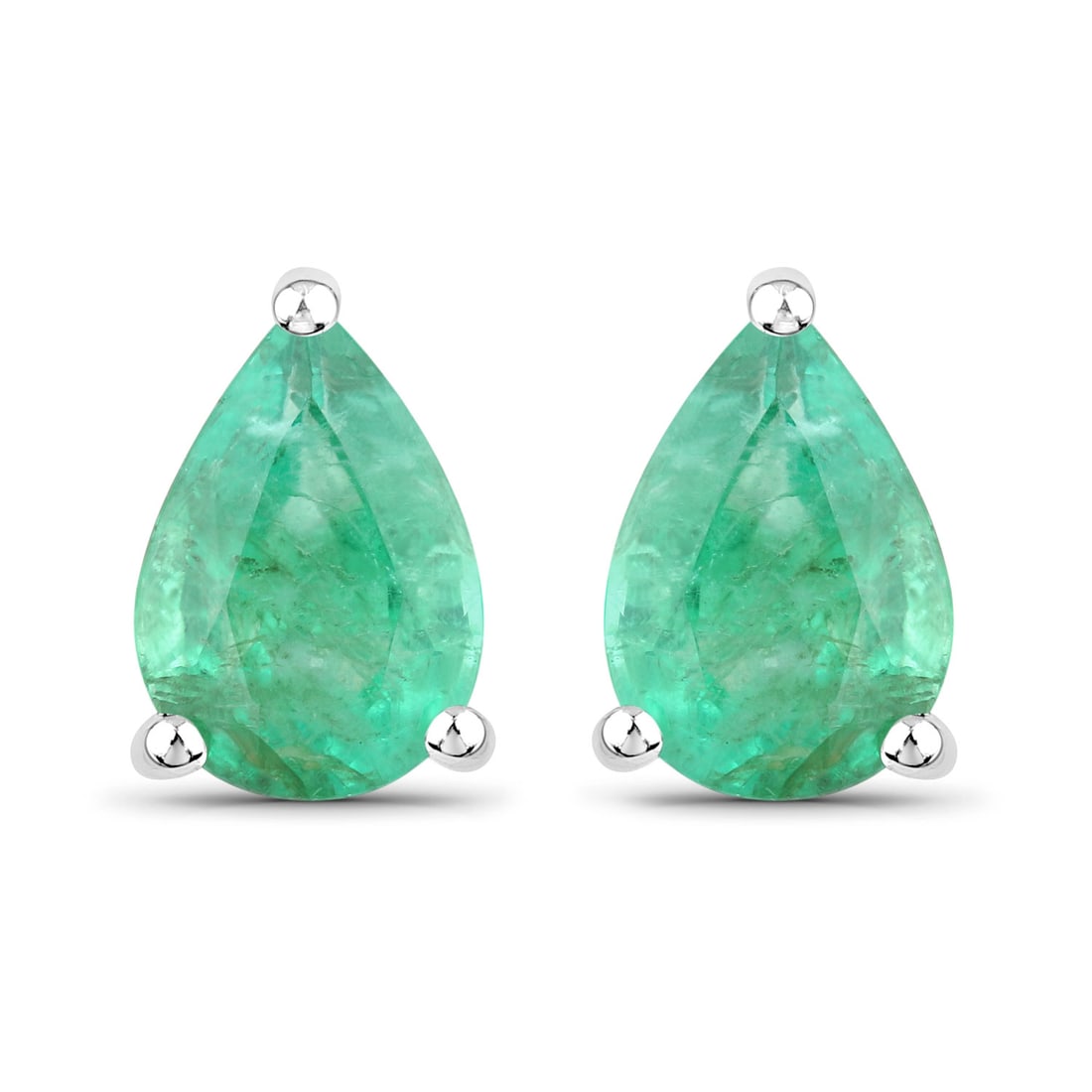 1.30 ctw Zambian Emerald Studs 14K White Gold Earrings - Certified: A testament to superior craftsmanship, this work of art is unparalleled. Showcasing a magnificent pair of Zambian Emerald with deep green hues, weighing a combined 1.30 carats. Expertly mounted in a P