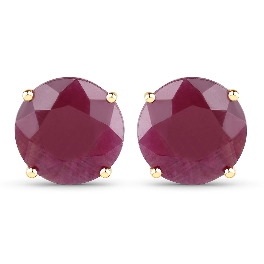 7.40 ctw Ruby Studs 14K Yellow Gold Earrings - Certified (1 of 3)