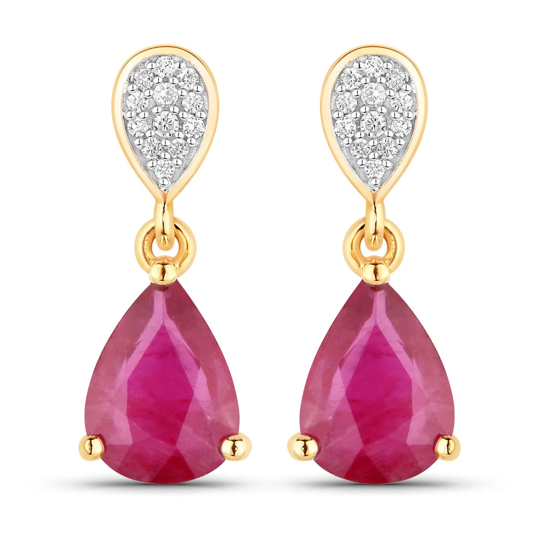 2.46 ctw Ruby Teardrop 14K Yellow Gold Earrings - Certified (1 of 3)