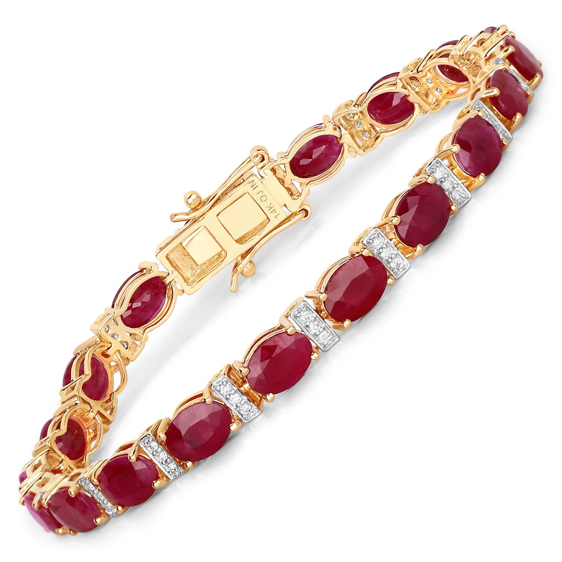 16.52 ctw Ruby Tennis Bracelet 14K Yellow Gold Bracelets - Certified (1 of 3)